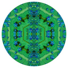 Vines Of Beautiful Flowers On A Painting In Mandala Style Round Trivet