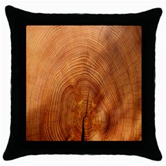 Annual Rings Tree Wood Throw Pillow Case (black) by artworkshop