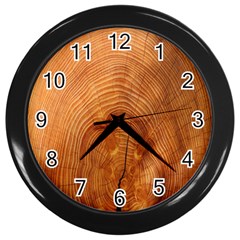 Annual Rings Tree Wood Wall Clock (black) by artworkshop