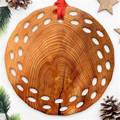 Annual Rings Tree Wood Round Filigree Ornament (two Sides) by artworkshop