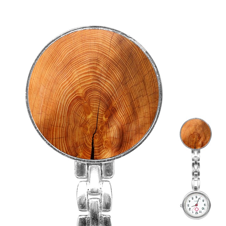 Annual Rings Tree Wood Stainless Steel Nurses Watch