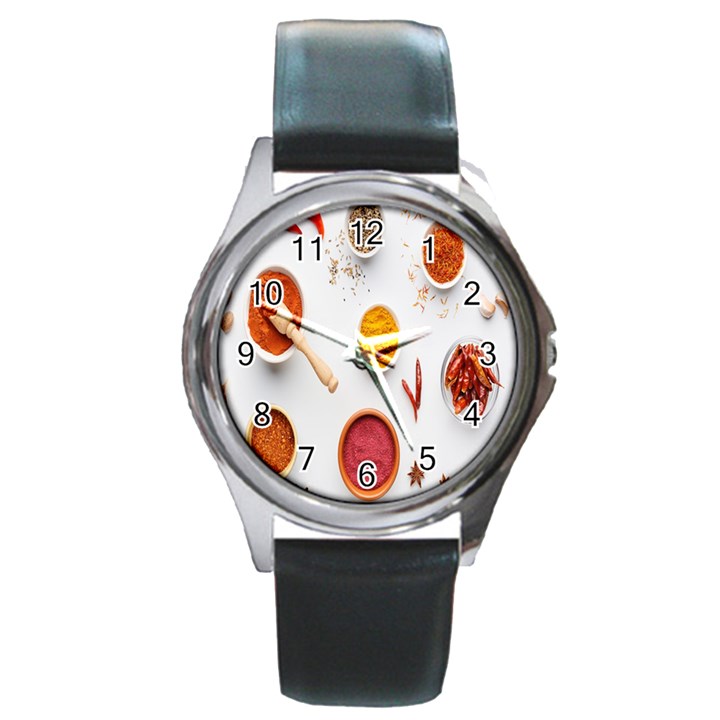 Masala Spices Food Round Metal Watch