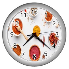 Masala Spices Food Wall Clock (silver) by artworkshop