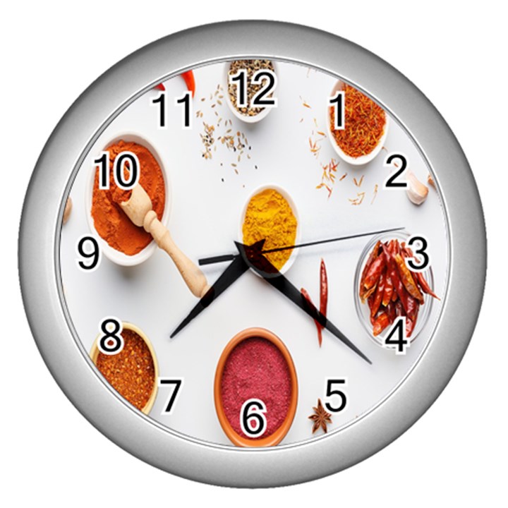 Masala Spices Food Wall Clock (Silver)