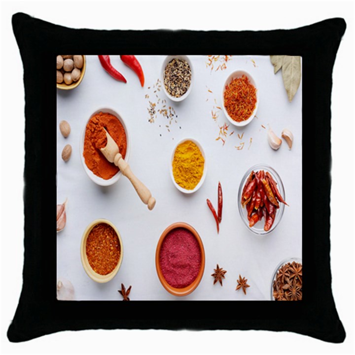 Masala Spices Food Throw Pillow Case (Black)