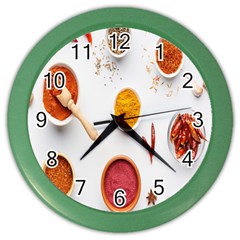 Masala Spices Food Color Wall Clock by artworkshop