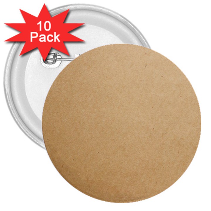 Paper Brown 3  Buttons (10 pack) 