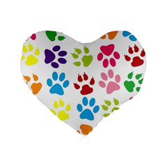 Paw Print Standard 16  Premium Heart Shape Cushions by artworkshop