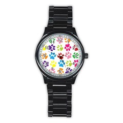 Paw Print Stainless Steel Round Watch by artworkshop