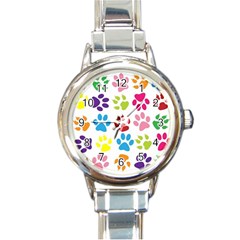 Paw Print Round Italian Charm Watch by artworkshop