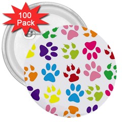 Paw Print 3  Buttons (100 Pack)  by artworkshop