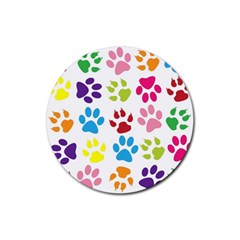 Paw Print Rubber Round Coaster (4 Pack) by artworkshop