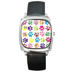 Paw Print Square Metal Watch by artworkshop