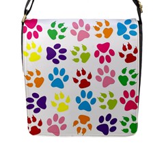 Paw Print Flap Closure Messenger Bag (l) by artworkshop