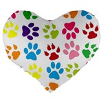 Paw Print Large 19  Premium Heart Shape Cushions Back