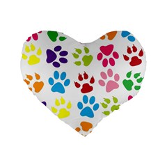 Paw Print Standard 16  Premium Flano Heart Shape Cushions by artworkshop