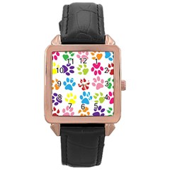 Paw Print Rose Gold Leather Watch  by artworkshop