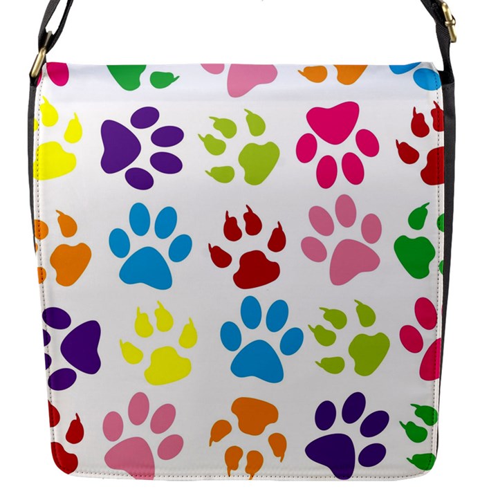 Paw Print Flap Closure Messenger Bag (S)