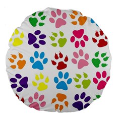 Paw Print Large 18  Premium Flano Round Cushions by artworkshop