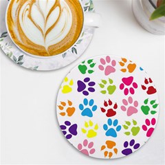 Paw Print Uv Print Round Tile Coaster by artworkshop