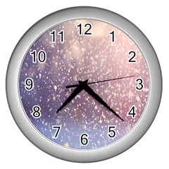 Snowfall Winter Wall Clock (silver) by artworkshop