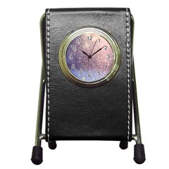 Snowfall Winter Pen Holder Desk Clock by artworkshop