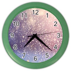 Snowfall Winter Color Wall Clock by artworkshop