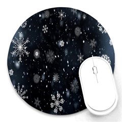 Snowflakes Snow Round Mousepads by artworkshop