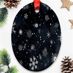 Snowflakes Snow Oval Ornament (two Sides) by artworkshop