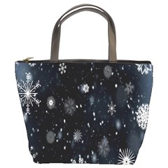 Snowflakes Snow Bucket Bag by artworkshop