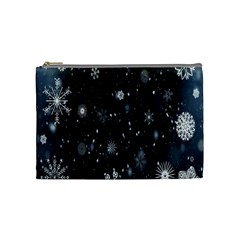 Snowflakes Snow Cosmetic Bag (medium) by artworkshop