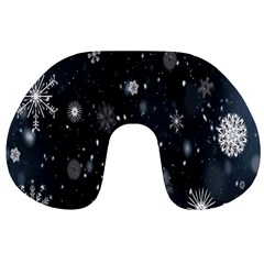 Snowflakes Snow Travel Neck Pillow by artworkshop