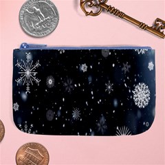 Snowflakes Snow Large Coin Purse by artworkshop