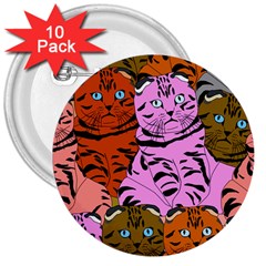 Tileable Seamless Cat Kitty 3  Buttons (10 Pack)  by artworkshop