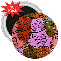 Tileable Seamless Cat Kitty 3  Magnets (10 Pack)  by artworkshop