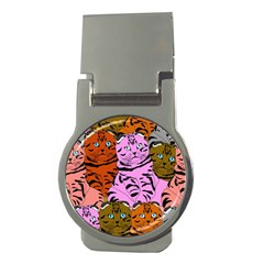 Tileable Seamless Cat Kitty Money Clips (round)  by artworkshop