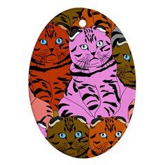 Tileable Seamless Cat Kitty Oval Ornament (two Sides) by artworkshop