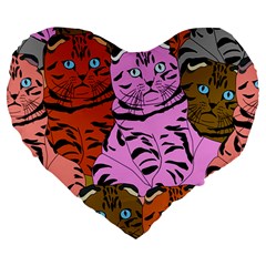 Tileable Seamless Cat Kitty Large 19  Premium Heart Shape Cushions by artworkshop