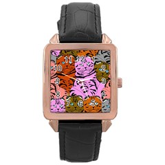 Tileable Seamless Cat Kitty Rose Gold Leather Watch  by artworkshop