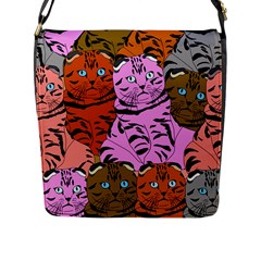 Tileable Seamless Cat Kitty Flap Closure Messenger Bag (l) by artworkshop