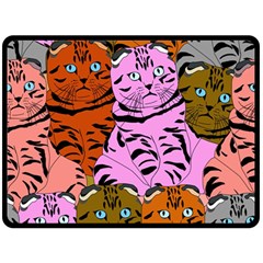 Tileable Seamless Cat Kitty Double Sided Fleece Blanket (large)  by artworkshop