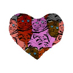 Tileable Seamless Cat Kitty Standard 16  Premium Flano Heart Shape Cushions by artworkshop