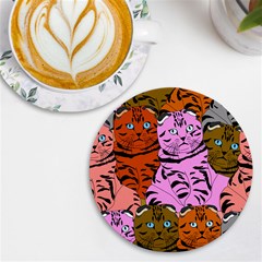 Tileable Seamless Cat Kitty Uv Print Round Tile Coaster by artworkshop