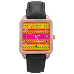 Calming Peace Rose Gold Leather Watch 