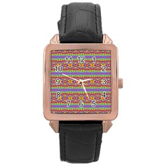 Eye Swirl Rose Gold Leather Watch 