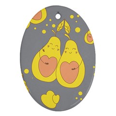 Avocado-yellow Oval Ornament (two Sides)