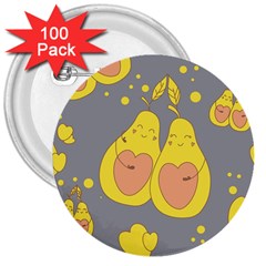 Avocado-yellow 3  Buttons (100 Pack)  by nate14shop