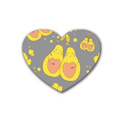 Avocado-yellow Rubber Coaster (heart) by nate14shop