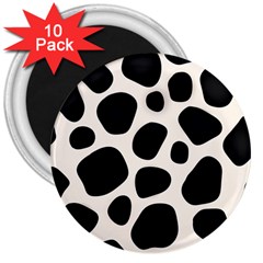 Leoperd-white-black Background 3  Magnets (10 Pack)  by nate14shop