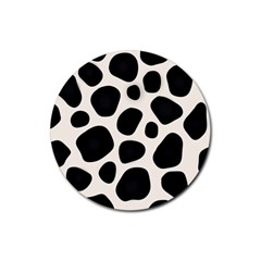 Leoperd-white-black Background Rubber Round Coaster (4 Pack) by nate14shop